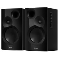 Колонки SVEN SPS-701 Черные, Bluetooth, разъем для наушников, деревянные, 2.0 / 2x20W RMS Колонки SVEN SPS-701 Черные, Bluetooth, разъем для наушников, деревянные, 2.0 / 2x20W RMS